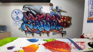 graffiti juvenil sergi delfin club natacio san andreu escudo fc barcelona